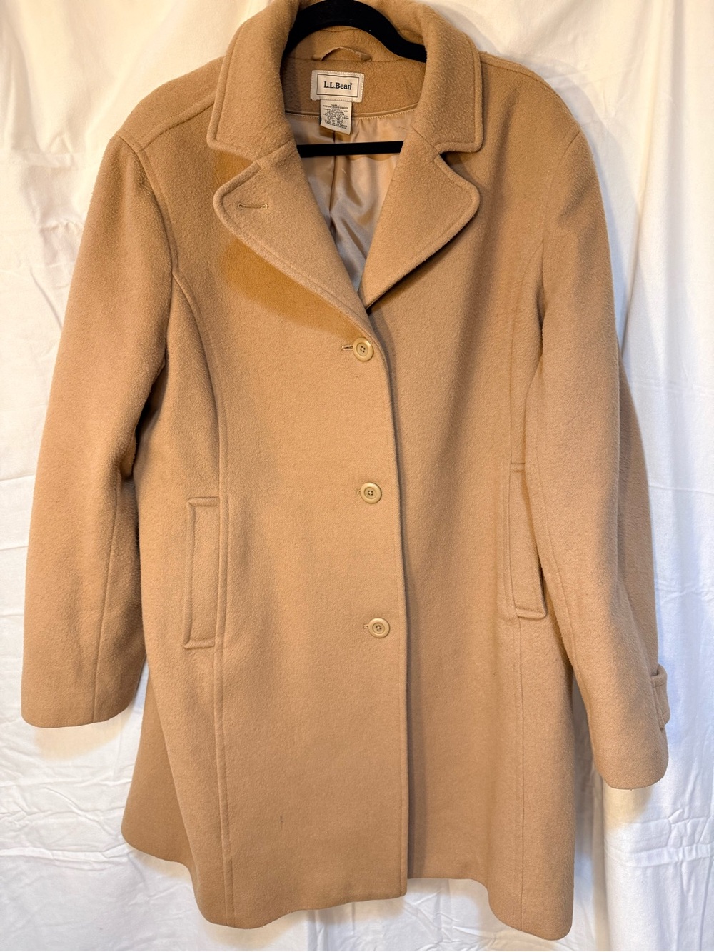 L.L. Bean Women's Camel/Tan Wool-Blend Pea Coat